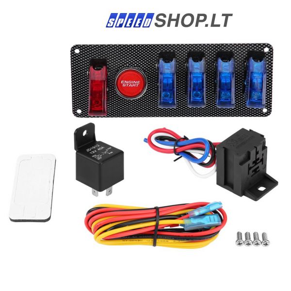 Universalus 6 viename lenktyninio automobilio uždegimo jungiklio skydelis, variklio užvedimo mygtukas, valdymo rinkinys, 12 V